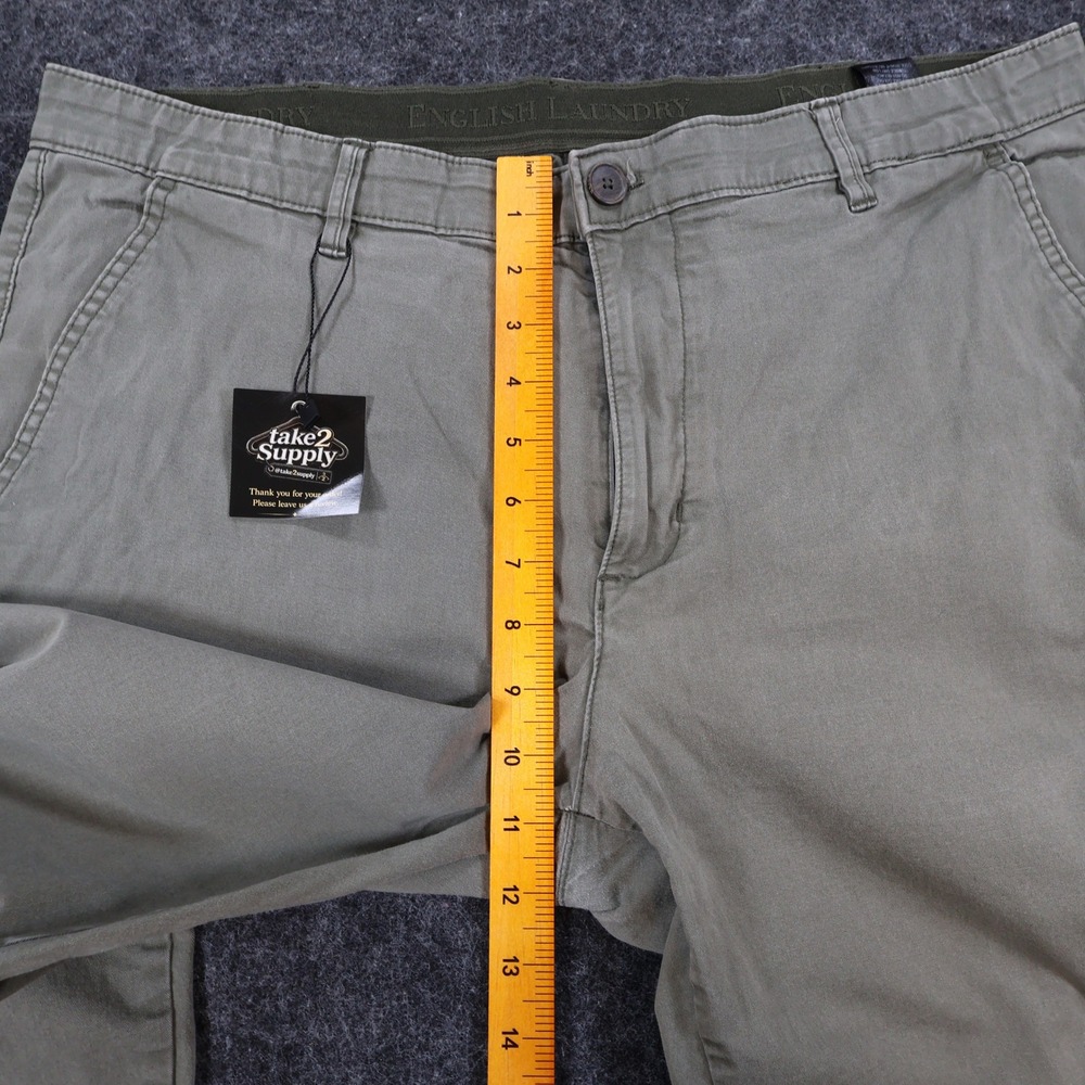 English Laundry Chino Pants Mens 38x32 Olive Green Cotton Stretch Straight Fit - Picture 6 of 15
